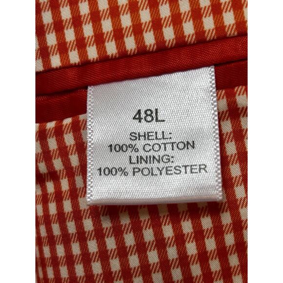 Saddlebred Mens Orange Sport Coat Two Button Solid Cotton Sz 48L - Picture 4 of 6